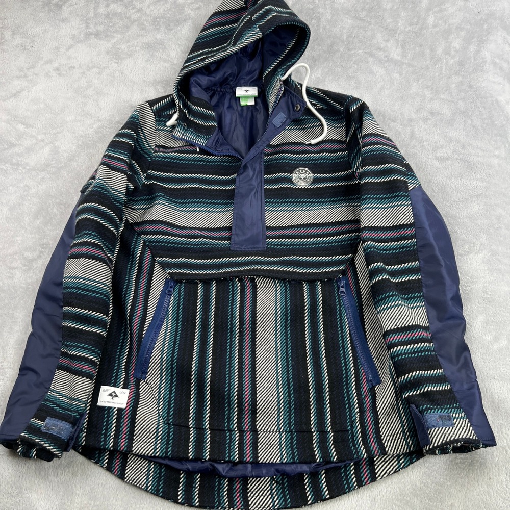 LRG Nature Boyz Baja Striped Hoodie Small Blue Streetwear Surf Pullover Thick